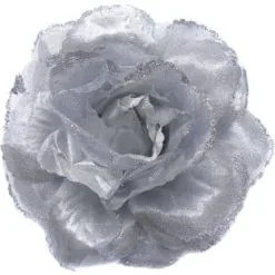 Haarbloem Roos Zilver | Elastiek