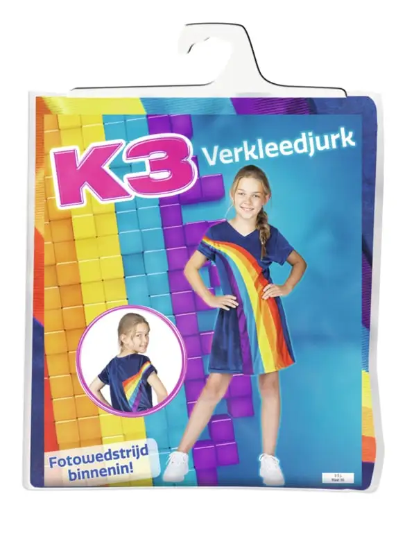 K3 - Studio100 K3 Jurkje Regenboog Blauw + Kroontje - Afbeelding 6