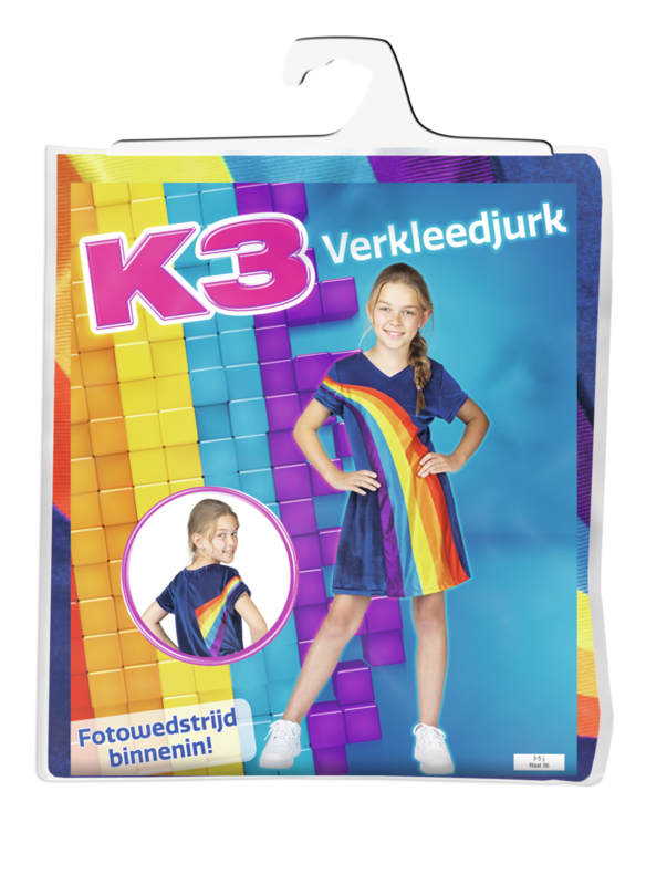 K3 - Studio100 K3 Jurkje Regenboog Blauw + Kroontje - Afbeelding 6