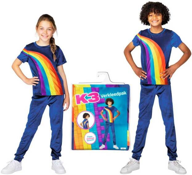 K3 - Studio100 K3 Verkleedpak Regenboog Blauw + Gratis Kadootje!