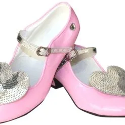 Verkleedschoenen Lichtroze Glitter Hart + Gratis Kadootje