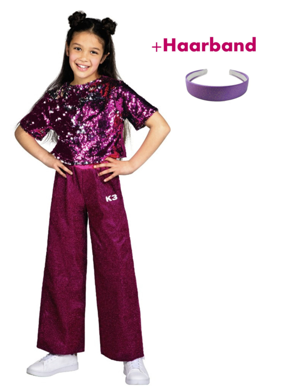 K3 - Studio100 NIEUW K3 Verkleedpak Glitter + Haarband Kado!