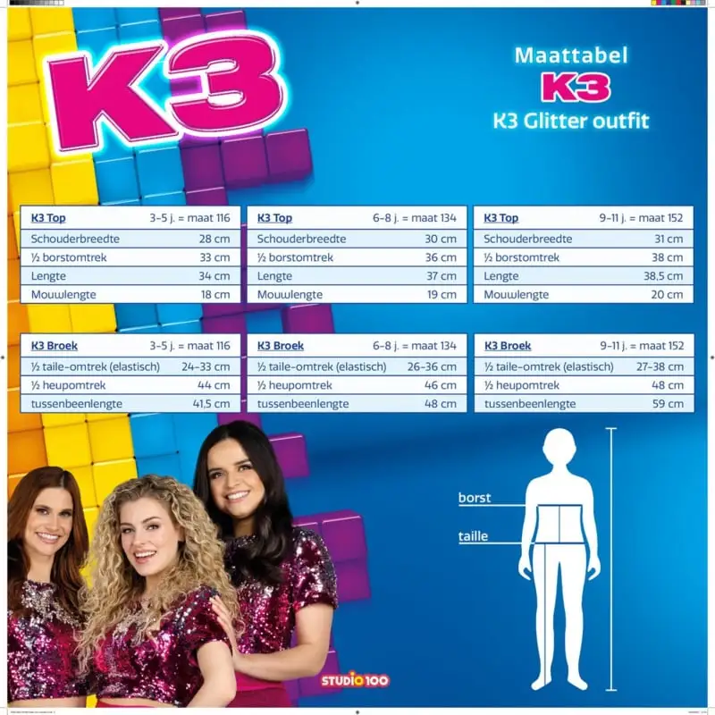 K3 - Studio100 NIEUW K3 Verkleedpak Glitter + Haarband Kado! - Afbeelding 5