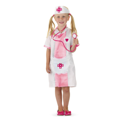 Folat Verpleegster - Kostuum - Jurk & Hoed - Mt.116/134
