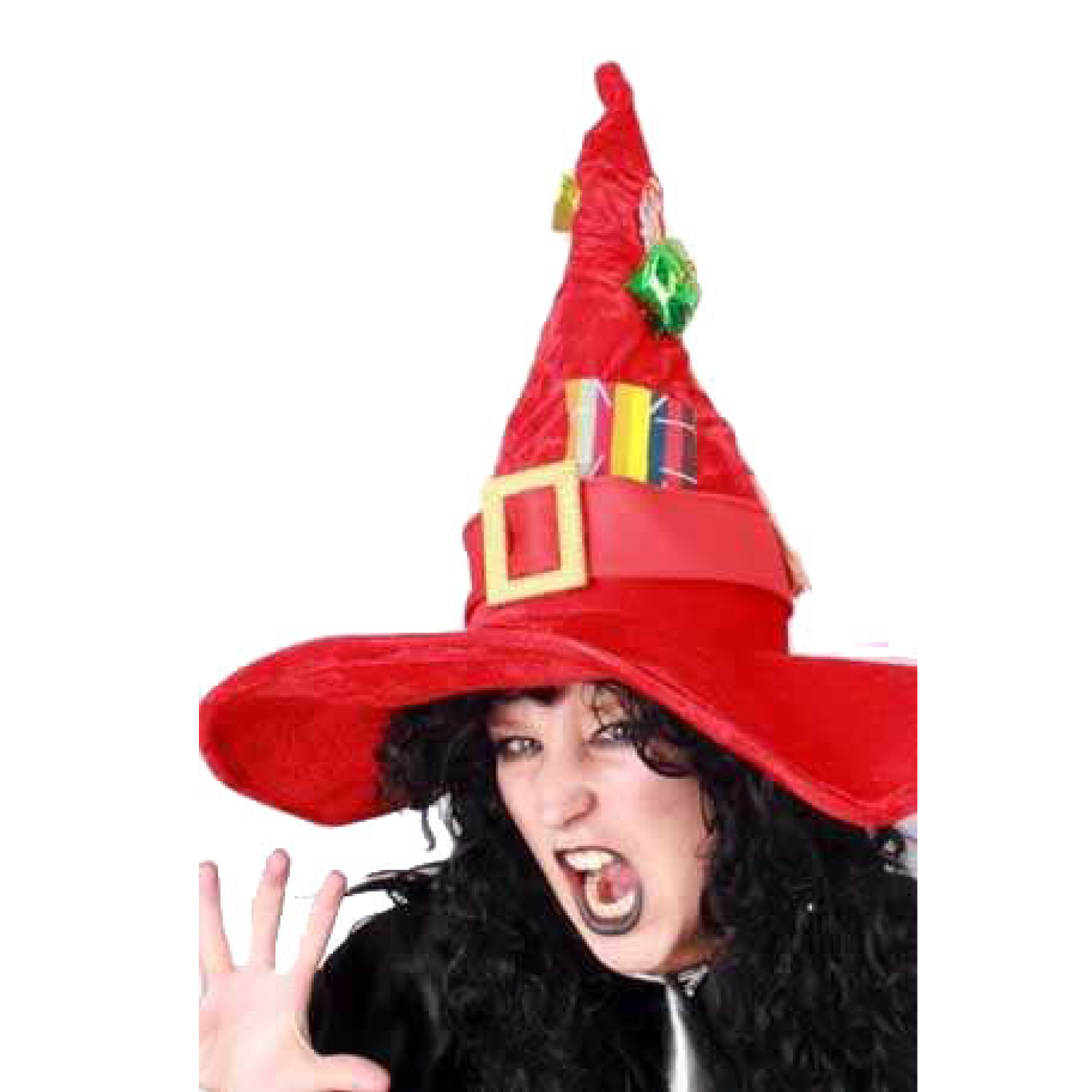 PartyXplosion Hoed - Heksenhoed - Rood - Met Decoraties - Afbeelding 3