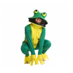 PartyXplosion Kikker - Kostuum - Luxe - Groen, Geel - L/XL