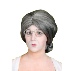 PartyXplosion Pruik - Grijs - Oma - Luxe