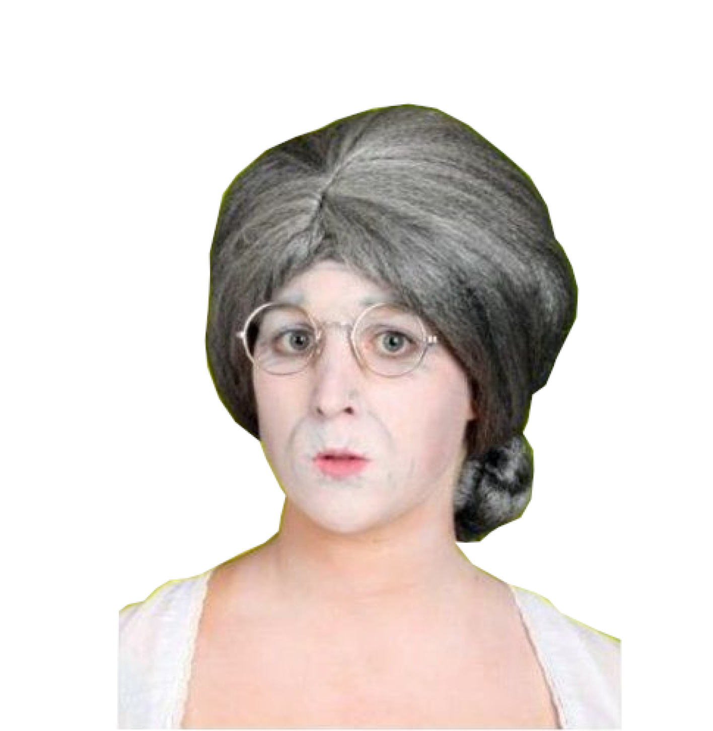 PartyXplosion Pruik - Grijs - Oma - Luxe