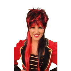 PartyXplosion Pruik - Rood & Zwart - Virginia