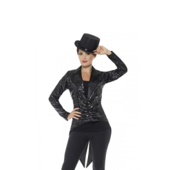 Smiffys Pailletten - Kostuum - Slipjas - Voor Dames - Zwart - S