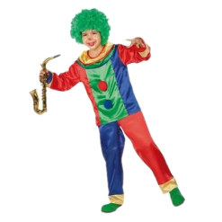 Witbaard Clown - Kostuum - Satijn - 2dlg. - Mt.104/122